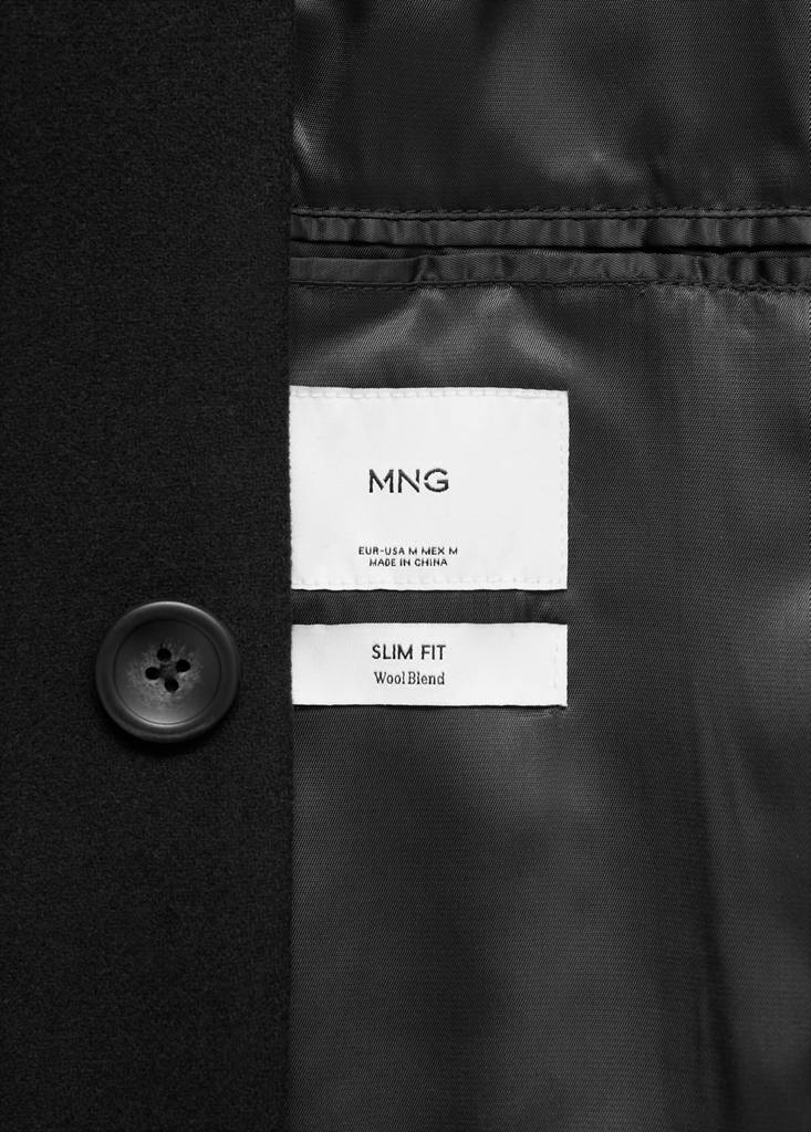Wool coat with detachable collar — Black
