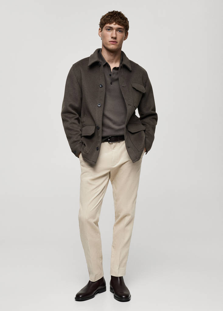 MANGO MAN - Pantalon velours côtelé regular-fit gris clair/pastel - 38
