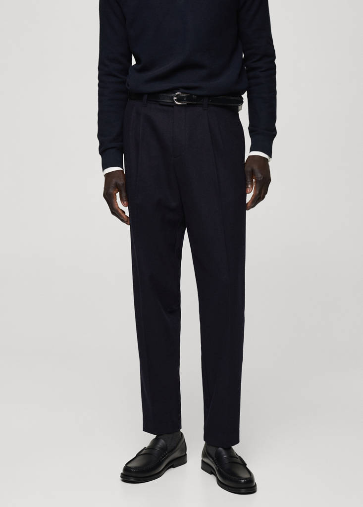 Slim-fit flannel trousers — Dark Navy