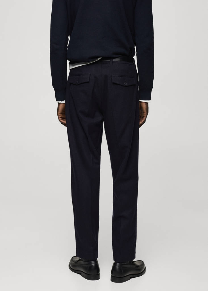 Slim-fit flannel trousers — Dark Navy