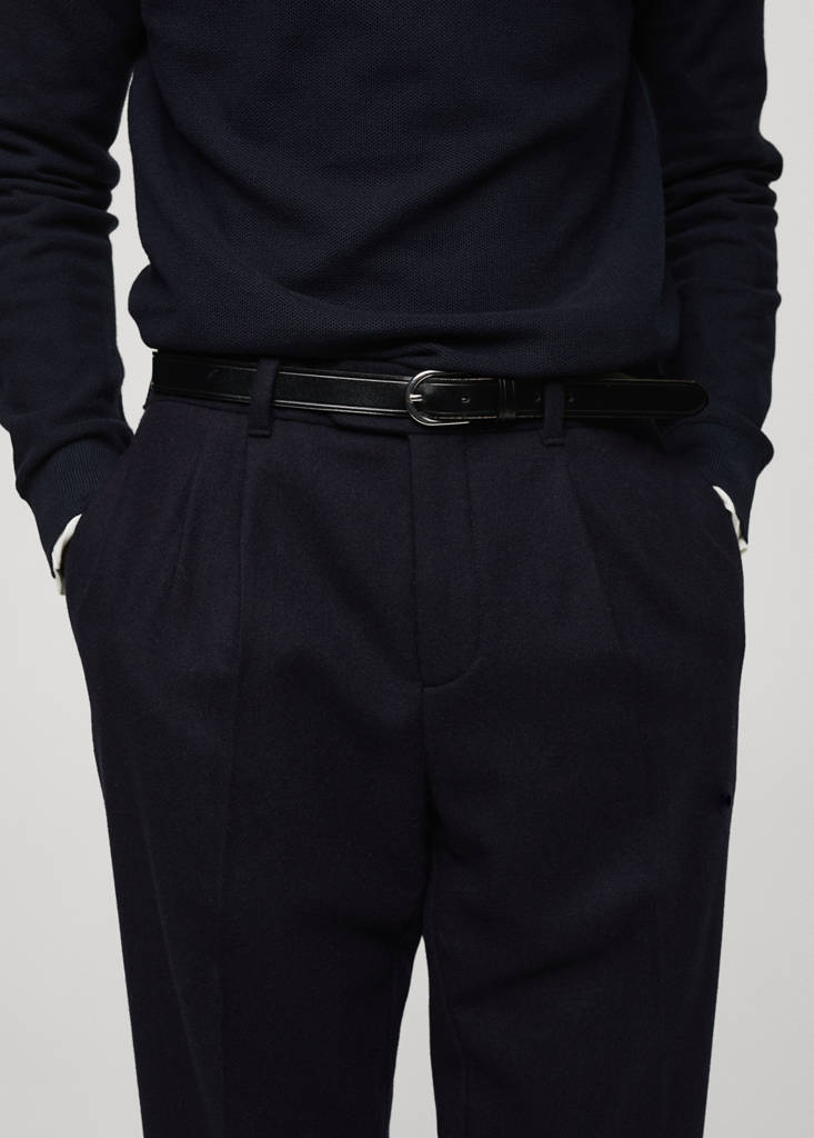 Slim-fit flannel trousers — Dark Navy