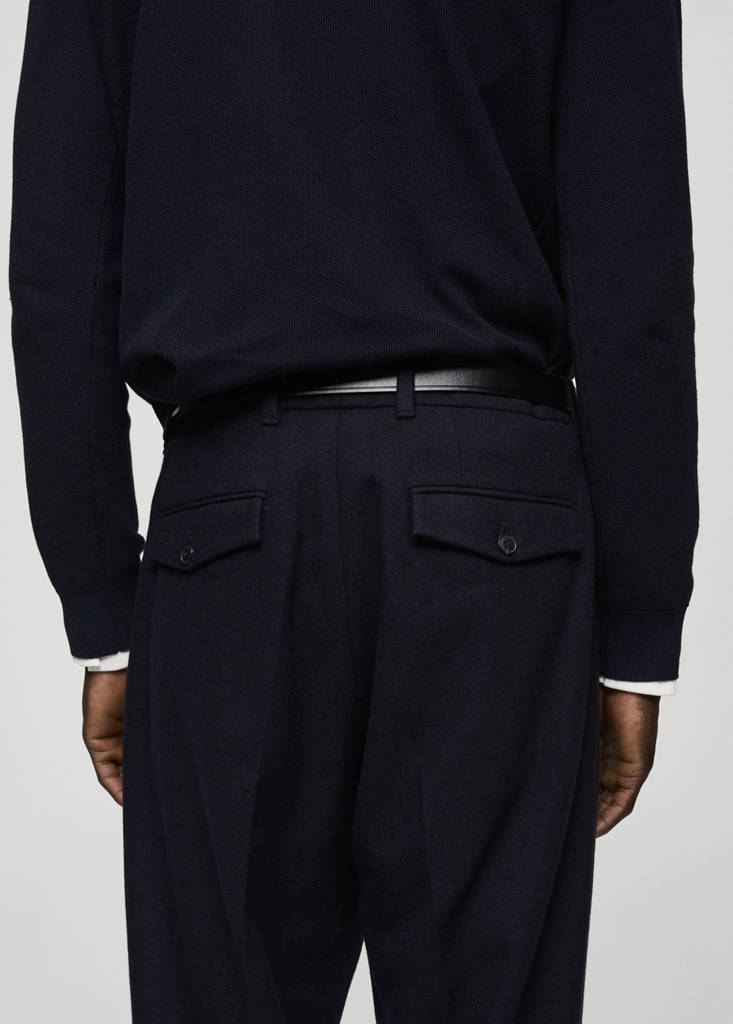 Slim-fit flannel trousers — Dark Navy