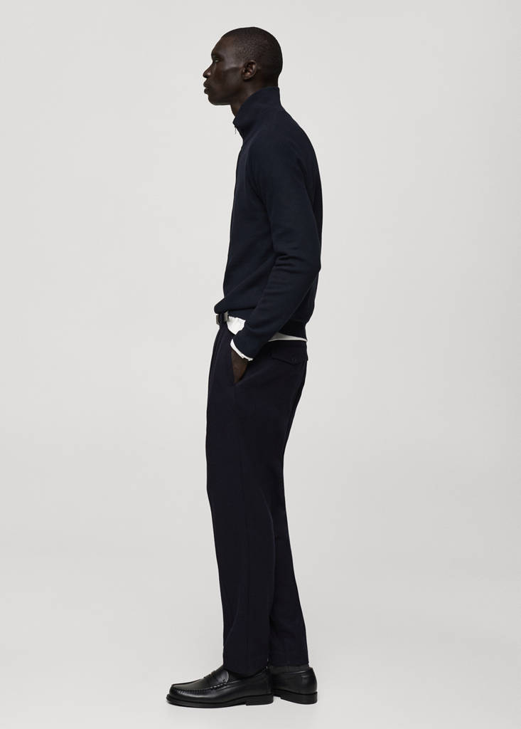 Slim-fit flannel trousers — Dark Navy