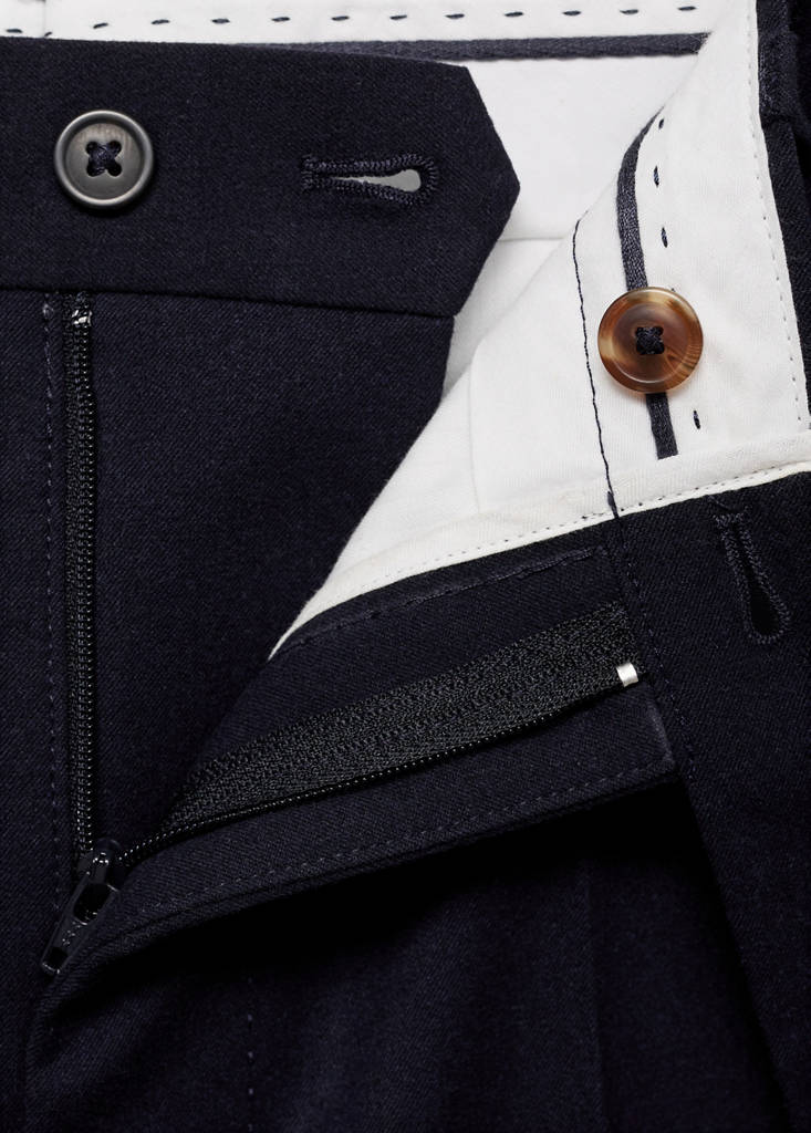 Slim-fit flannel trousers — Dark Navy