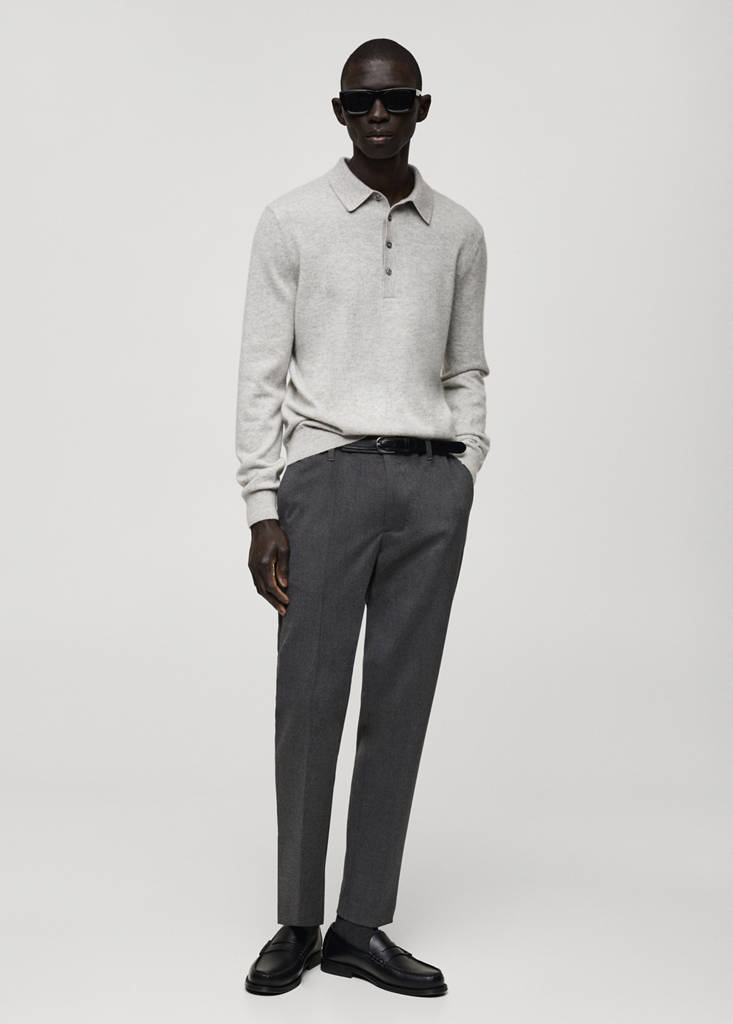Slim-fit flannel trousers — Grey