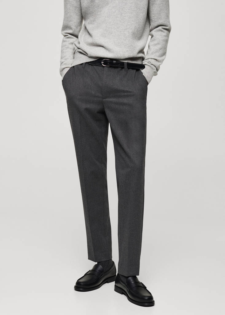 Slim-fit flannel trousers — Grey