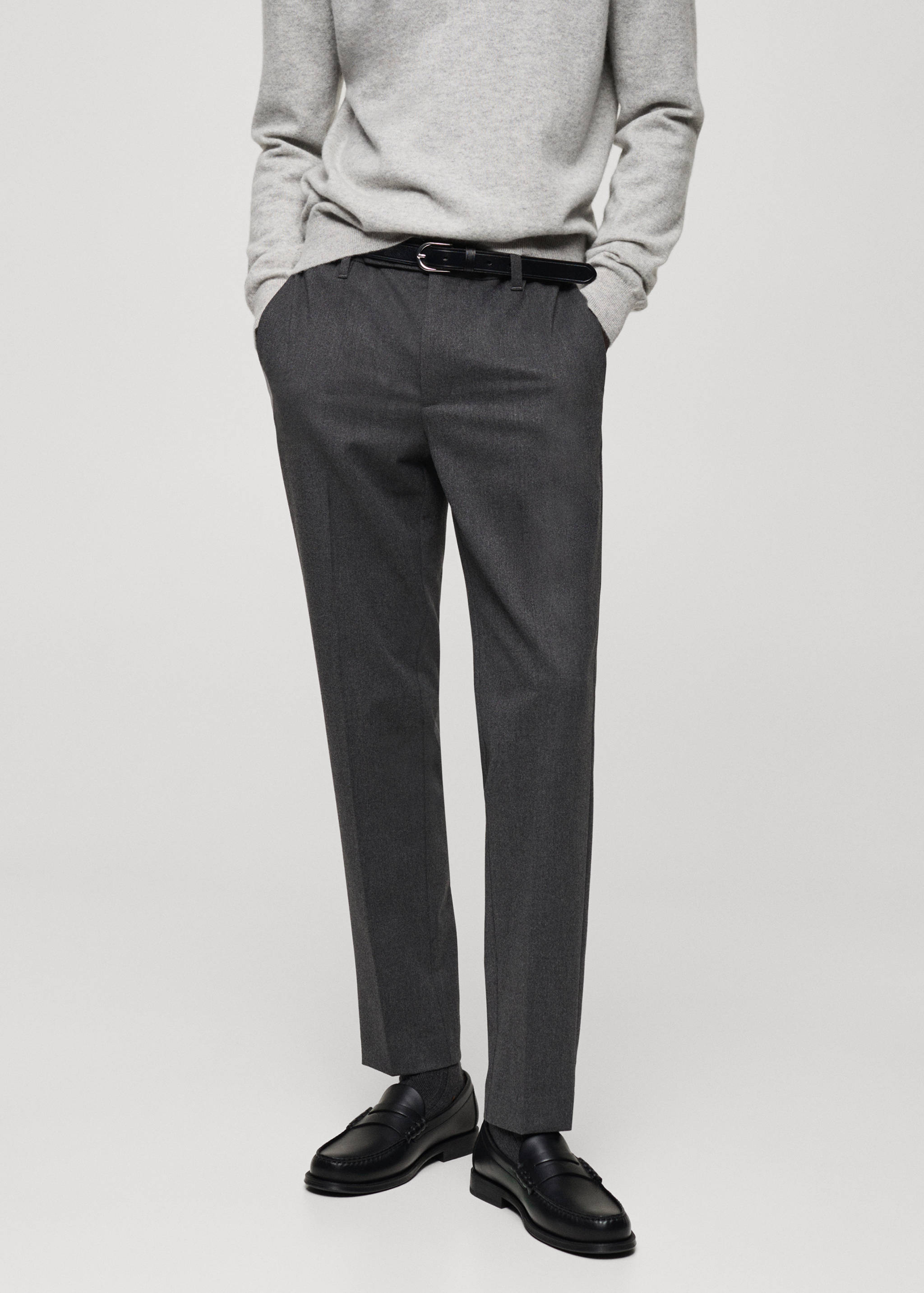 Slim-fit flannel trousers - Medium plane