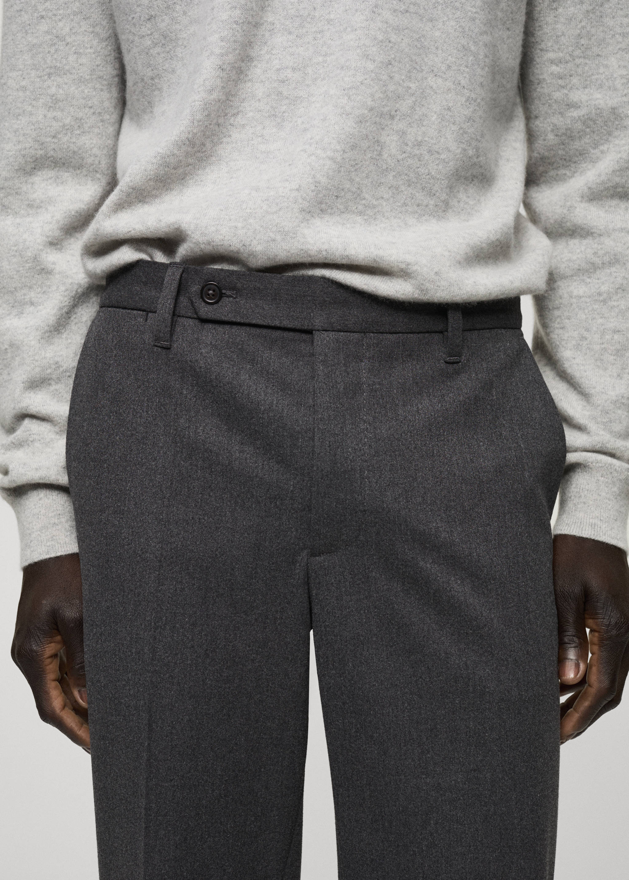Slim-fit flannel trousers - Details of the article 1