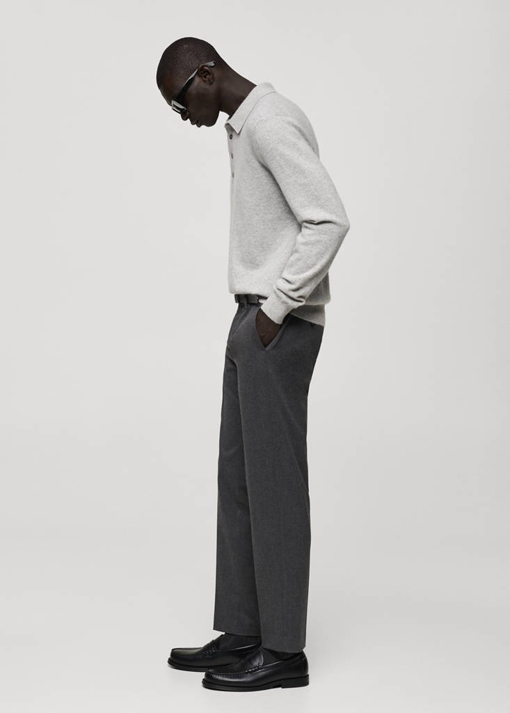 Slim-fit flannel trousers — Grey