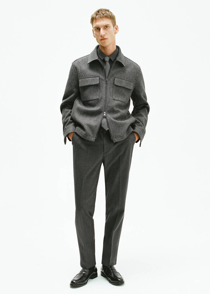 Slim-fit flannel trousers — Grey