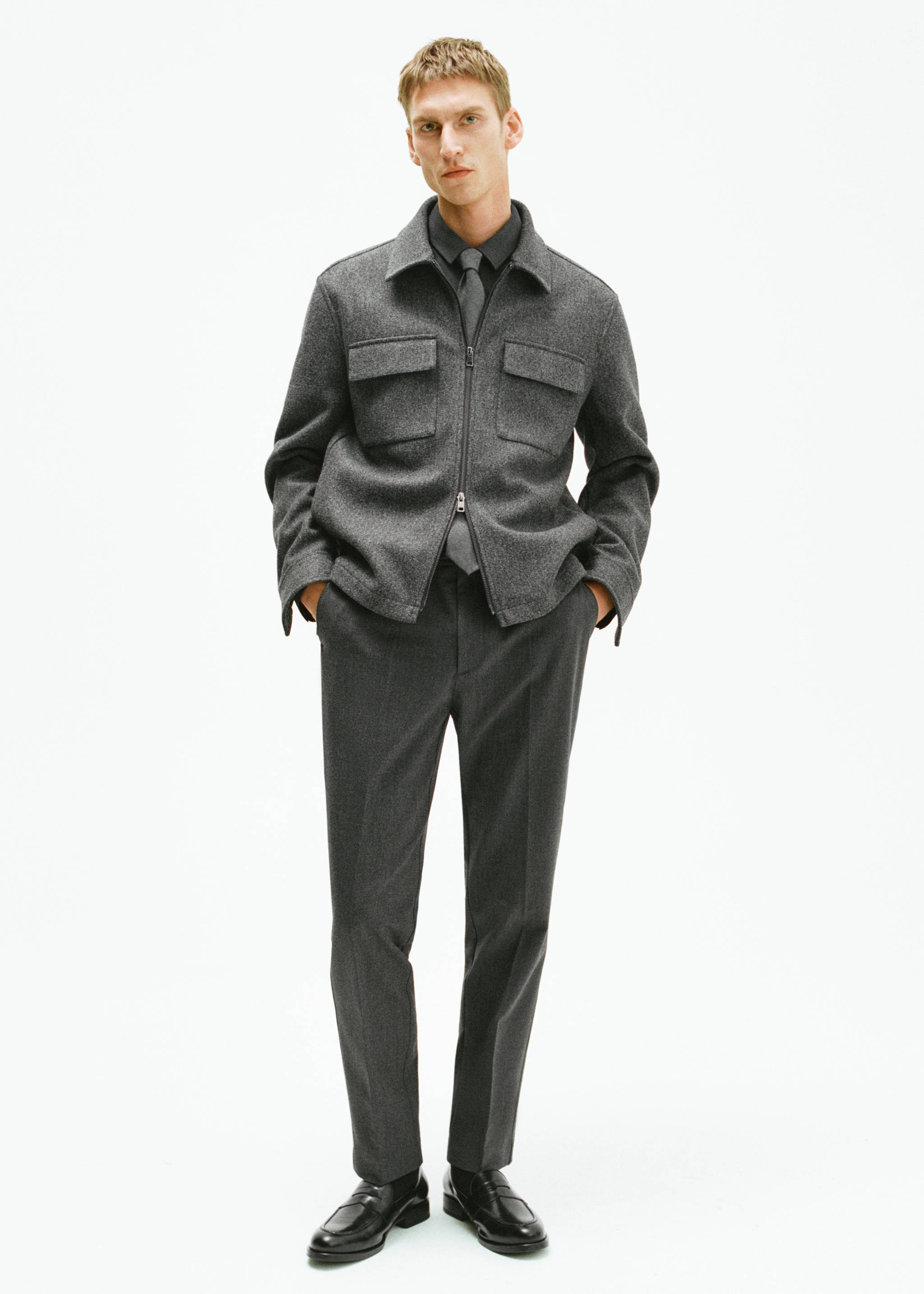 Slim-fit flannel trousers - Details of the article 5