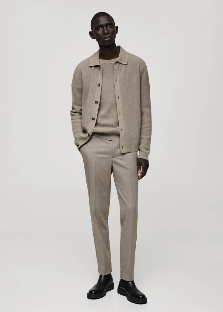 Slim-fit flannel trousers — Mink Grey