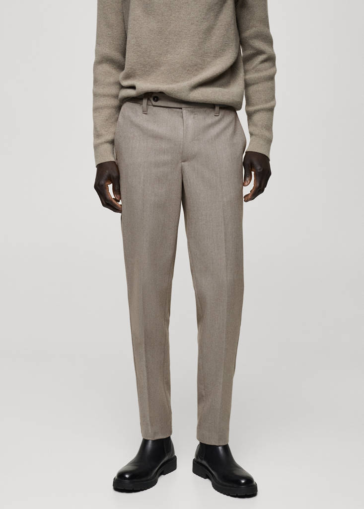 Slim-fit flannel trousers — Mink Grey