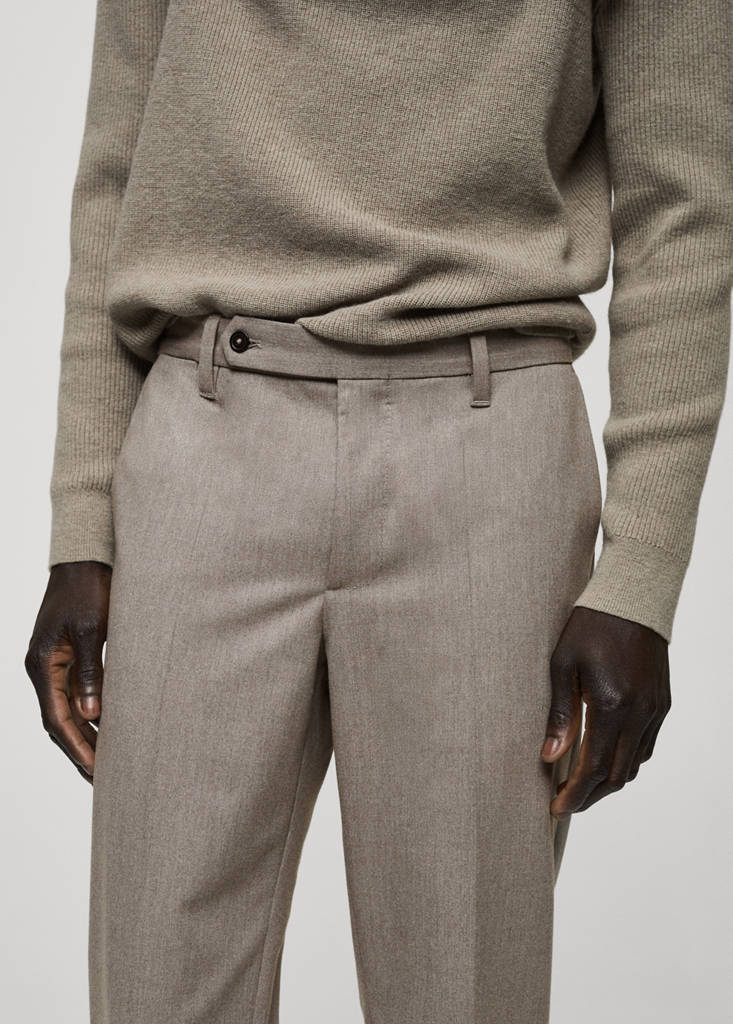 Slim-fit flannel trousers — Mink Grey