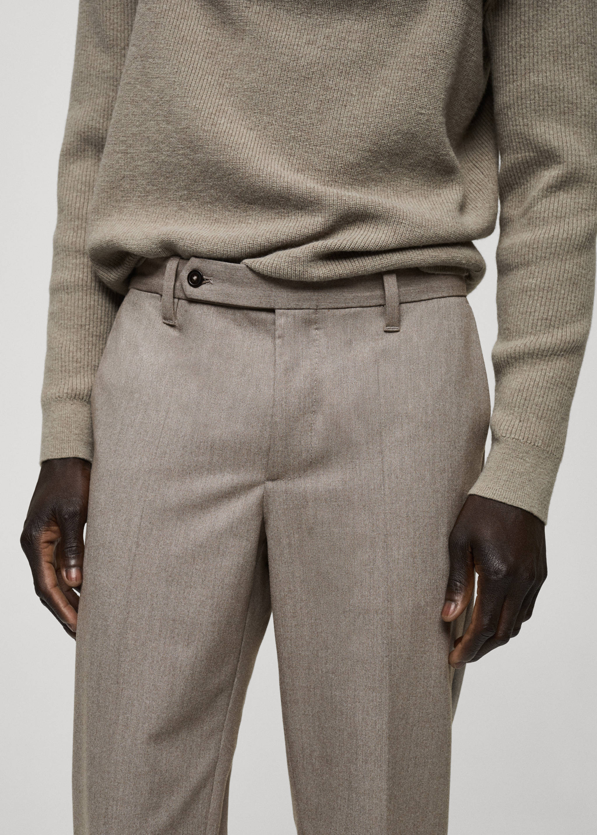 Slim-fit flannel pants - Details of the article 1