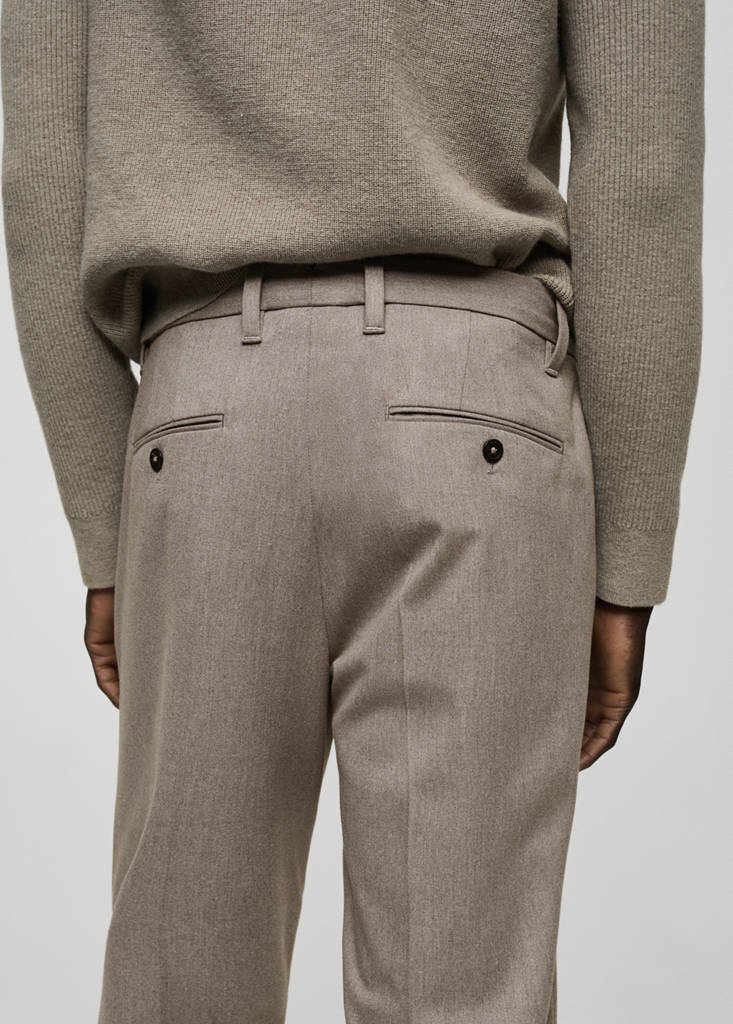 Slim-fit flannel trousers — Mink Grey