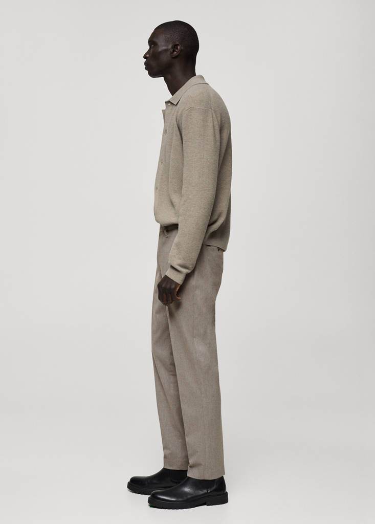 Slim-fit flannel trousers — Mink Grey