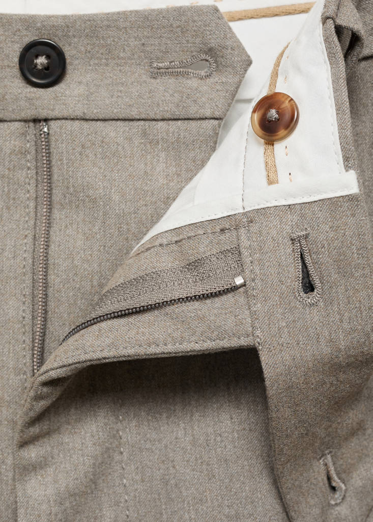 Slim-fit flannel trousers — Mink Grey