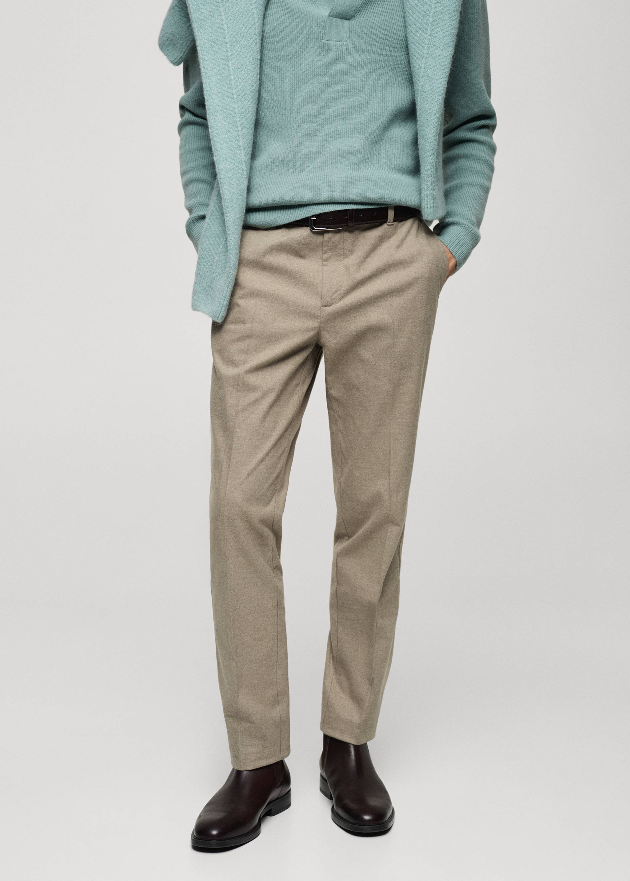 Pantalons franel·la regular fit - Pla mig