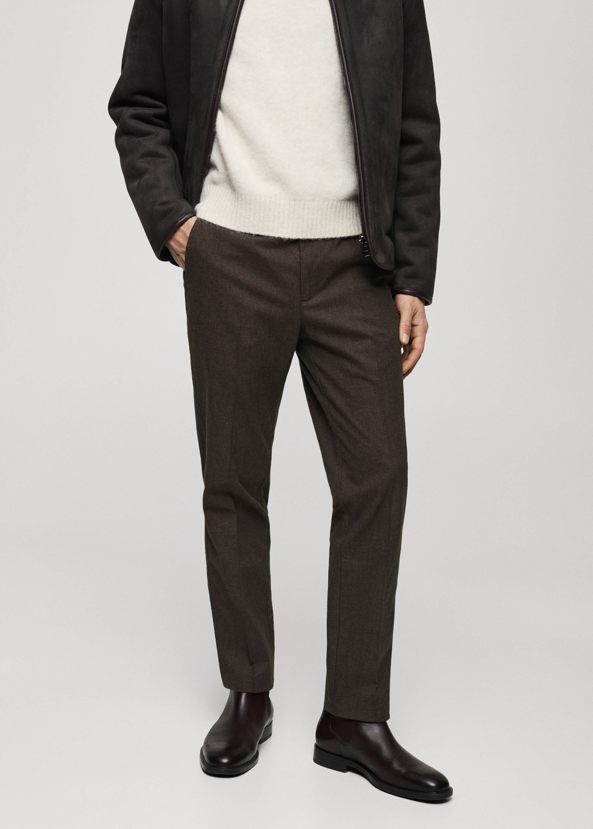 Pantalons franel·la micro pota de gall - Pla mig