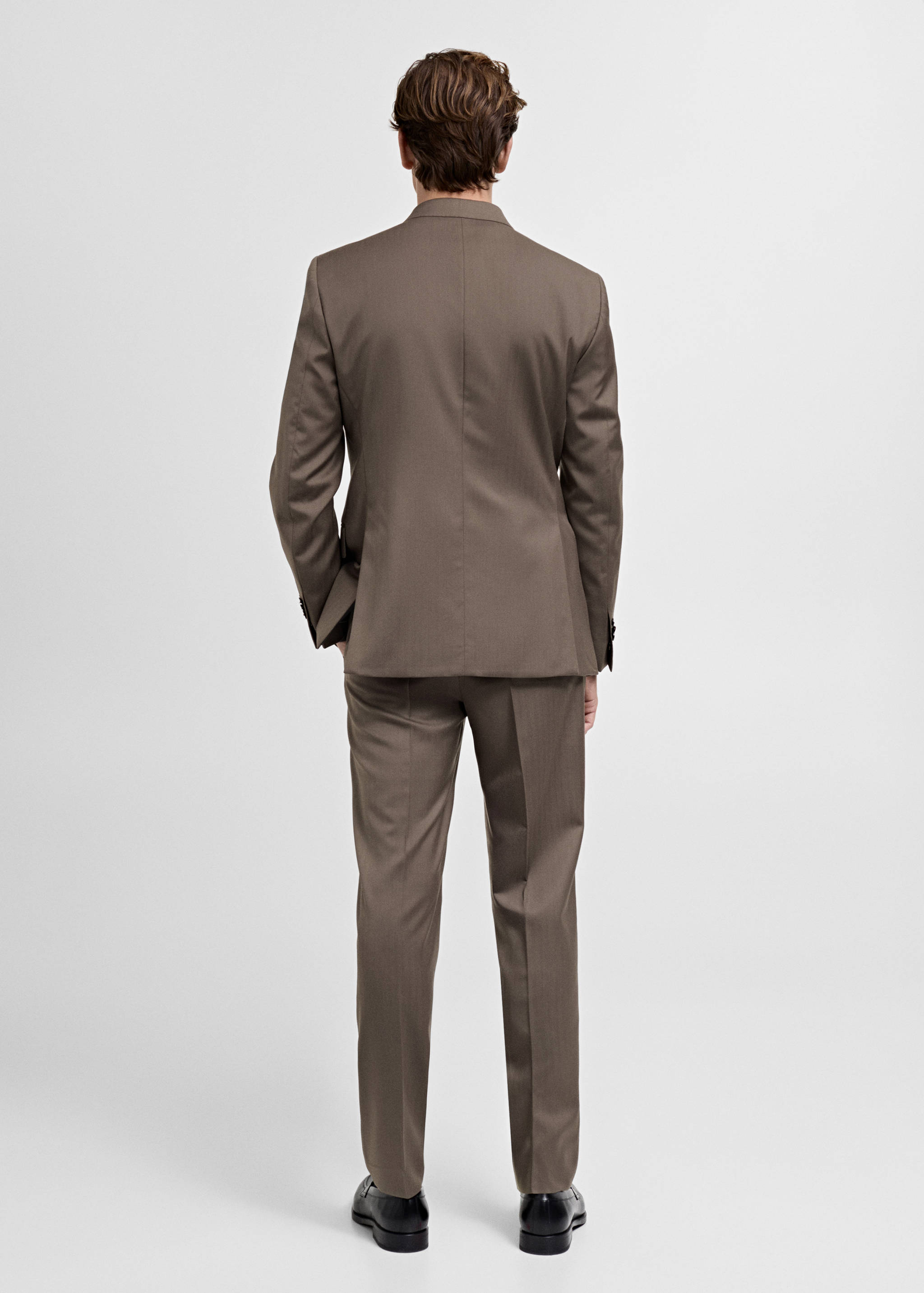 100% wool double-breasted herringbone suit jacket - Reverse of the article