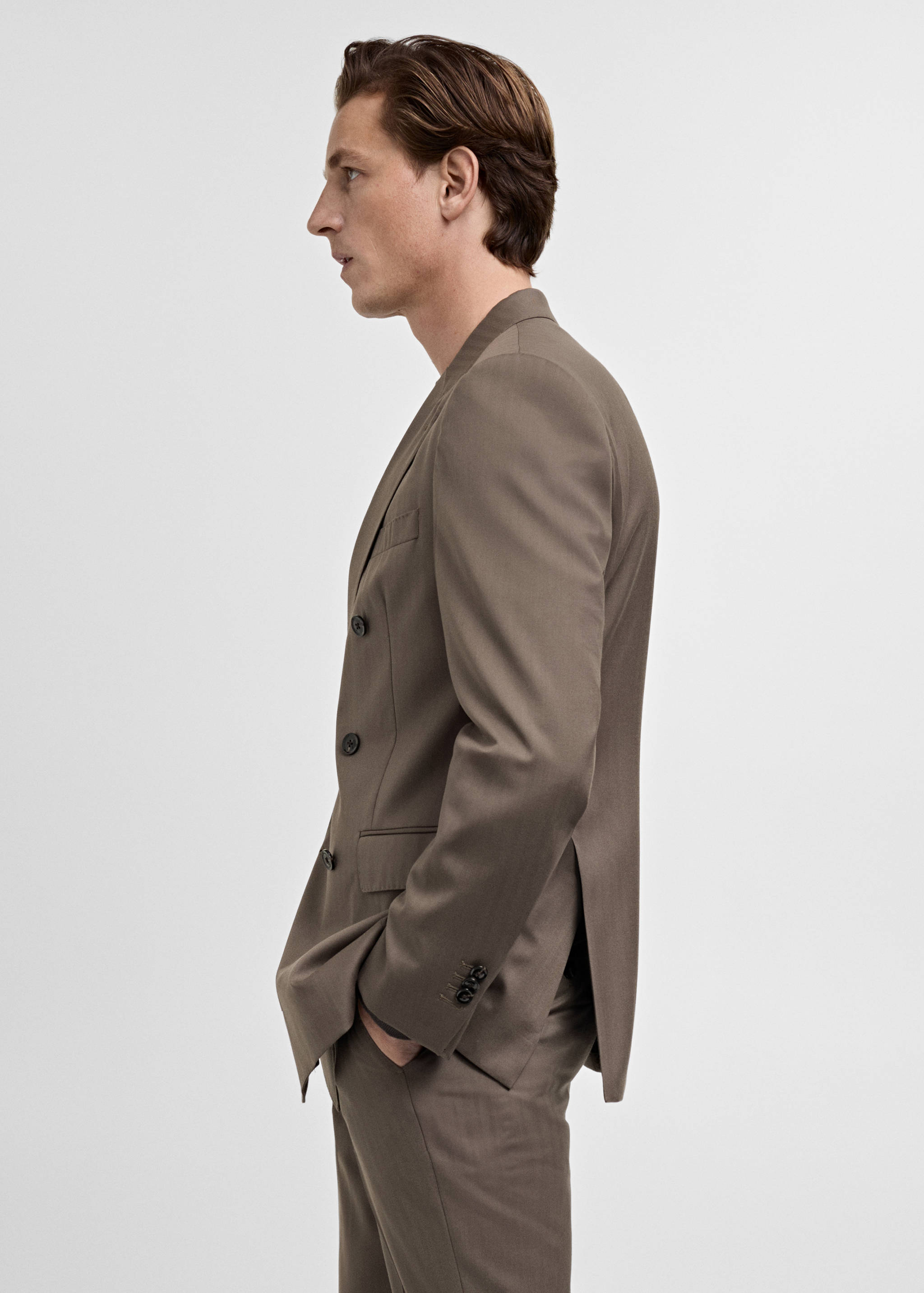 100% wool double-breasted herringbone suit jacket - Details of the article 2
