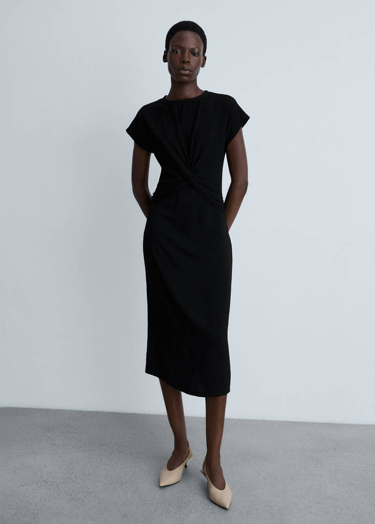 Midi-dress with knot detail — Black