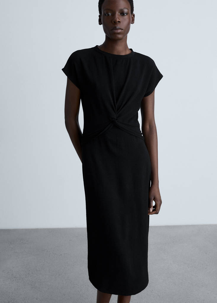 Midi-dress with knot detail — Black