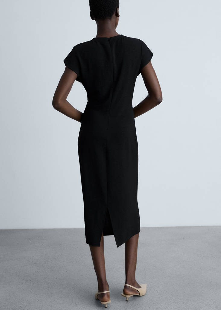 Midi-dress with knot detail — Black
