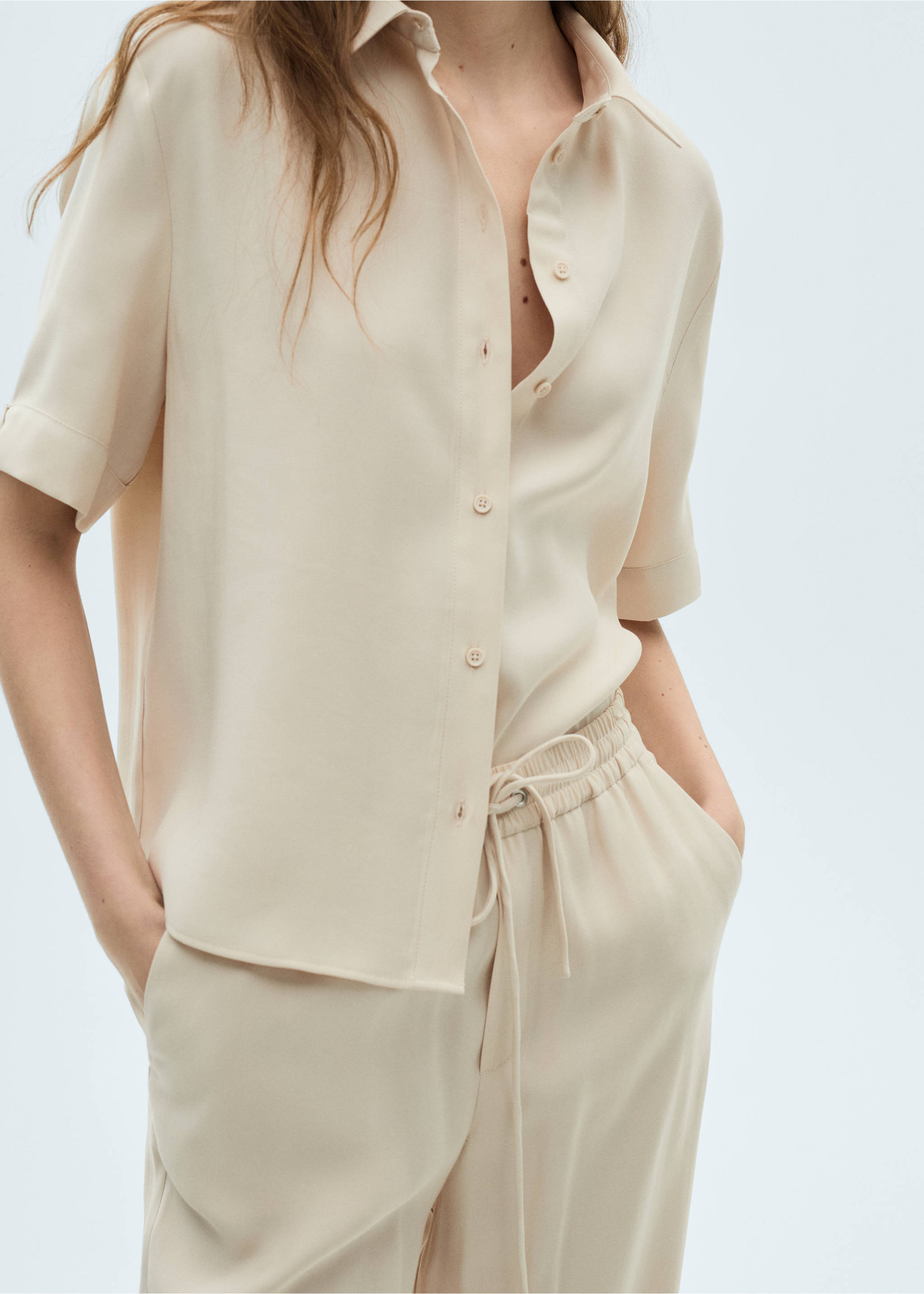 直纹裁长裤 - null, 米黄色. Ref: 87020592-00.