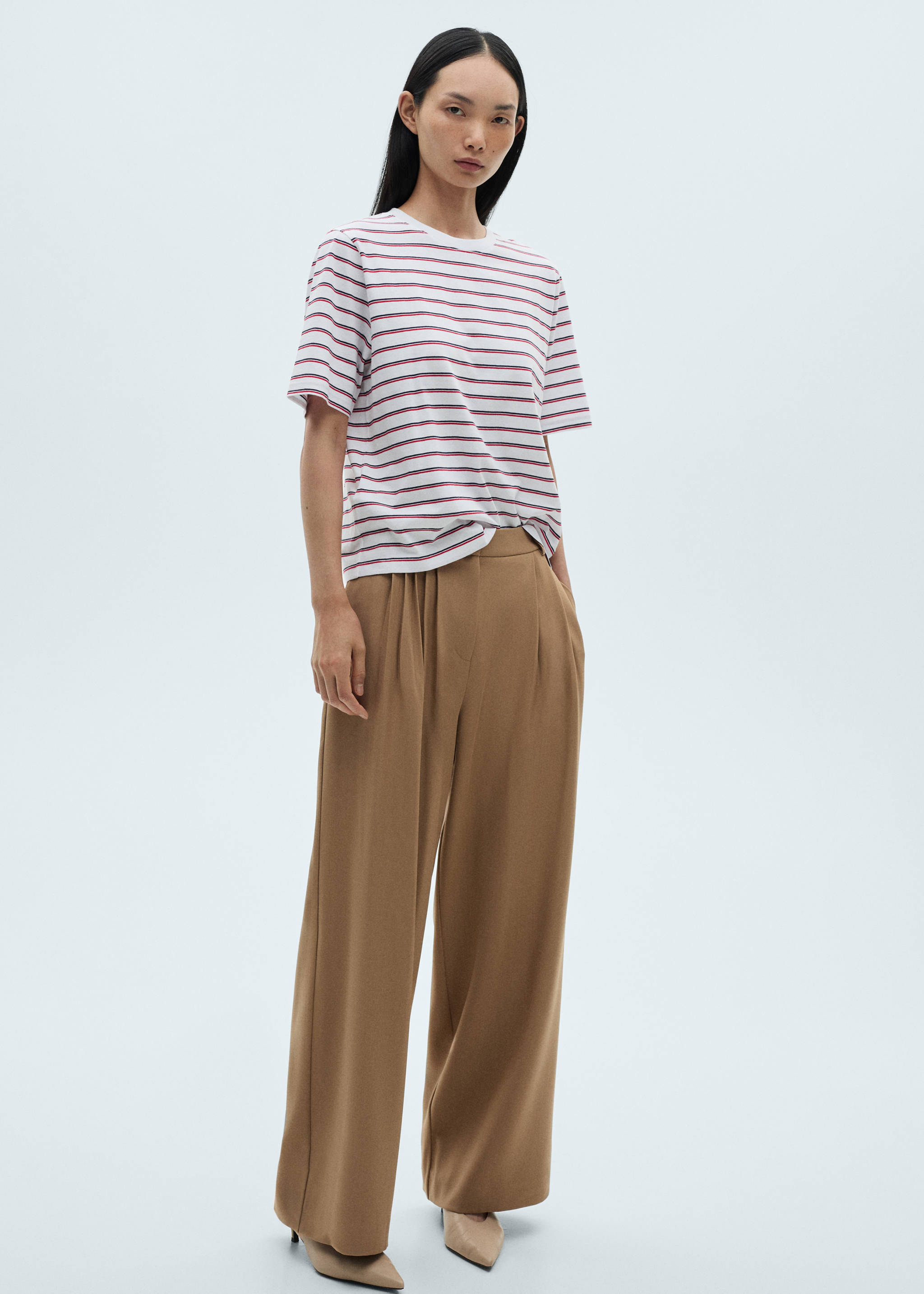 条纹棉质T恤 - null