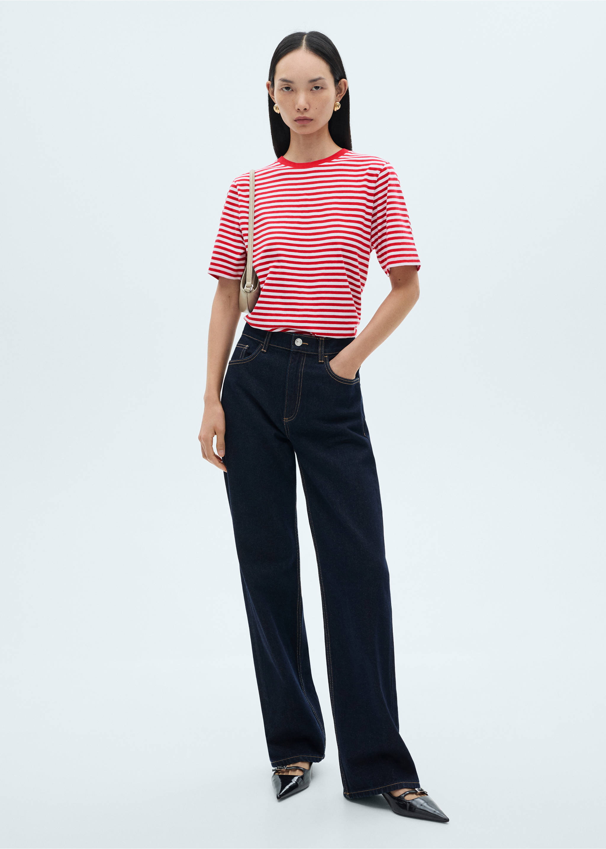 条纹棉质T恤 - null, 红色. Ref: 87020596-00.