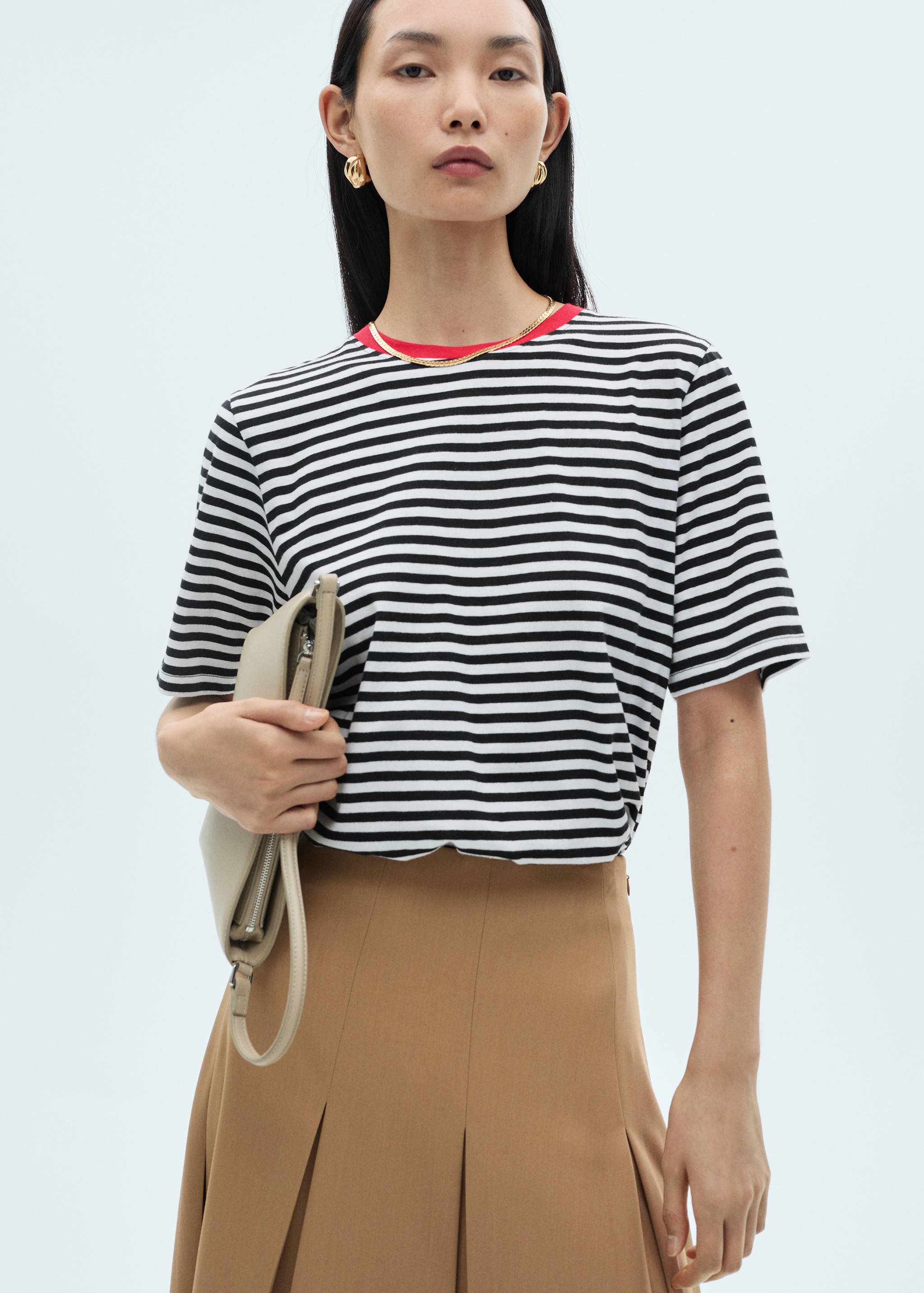 条纹棉质T恤 - null