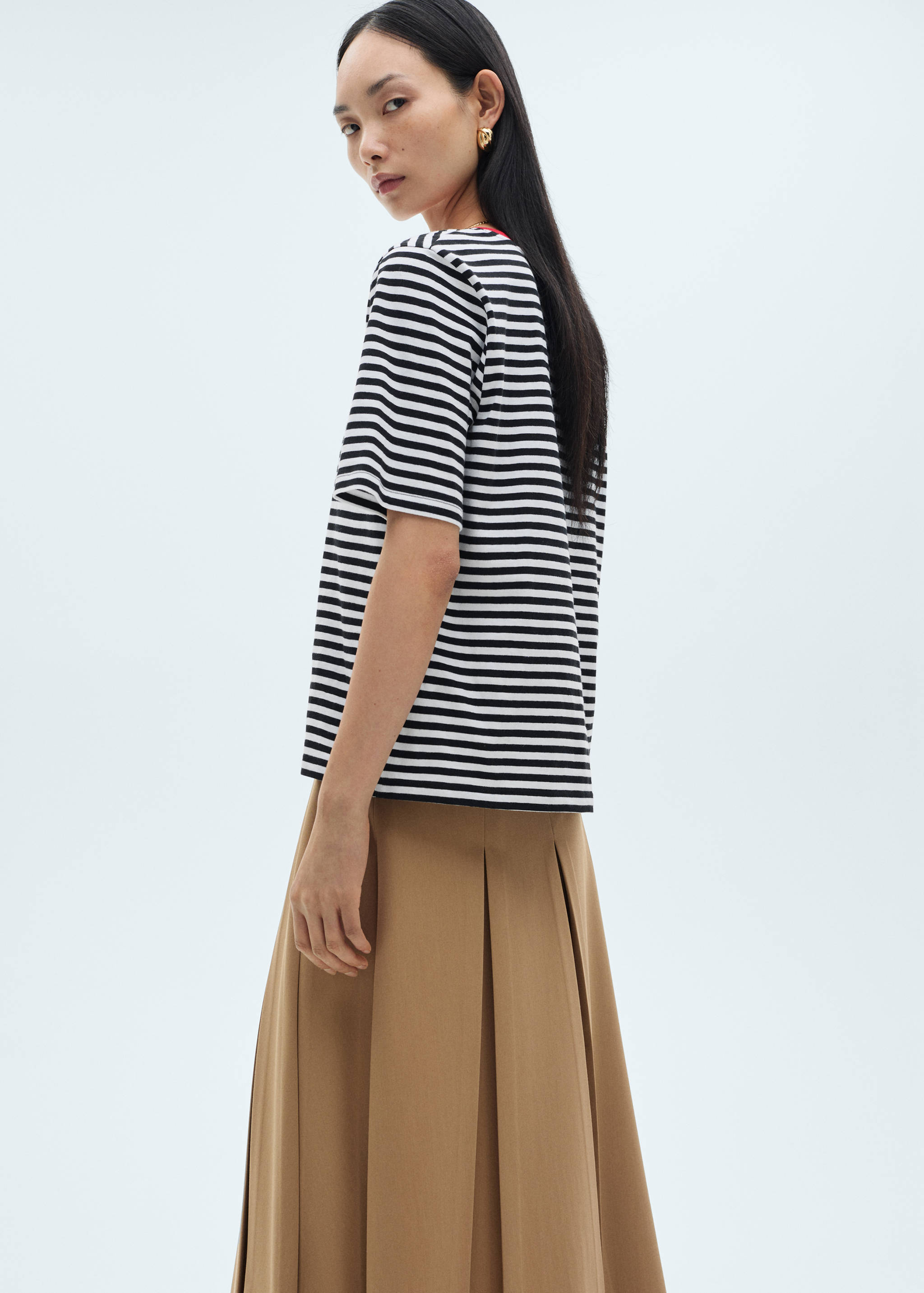 条纹棉质T恤 - null