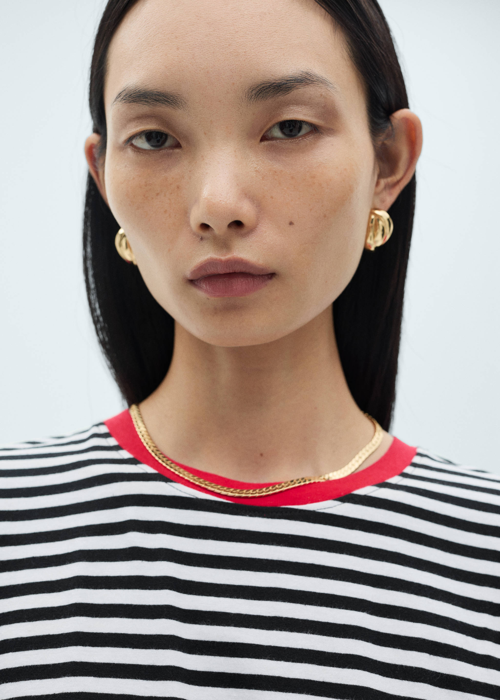 条纹棉质T恤 - null