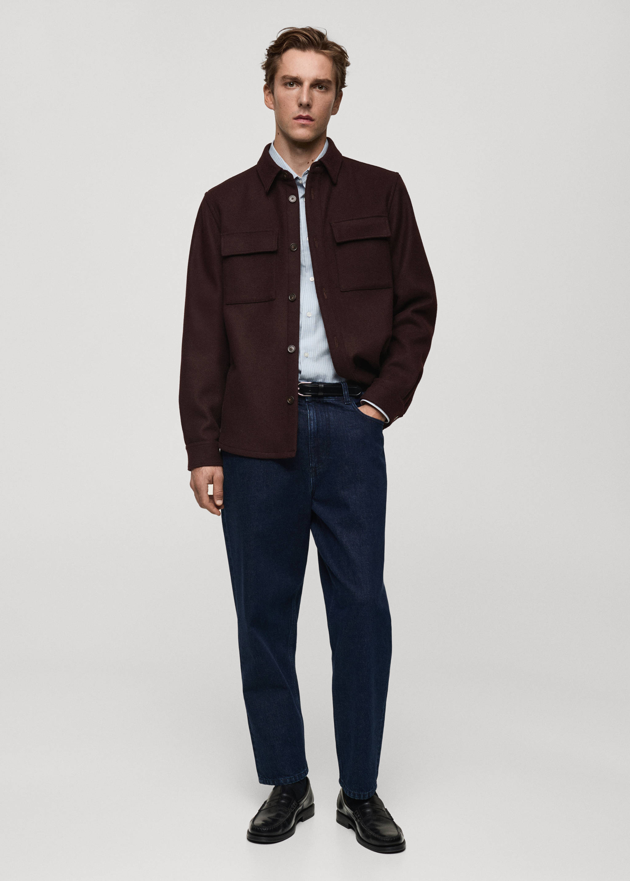 Flannel wool overshirt with pockets - General plane