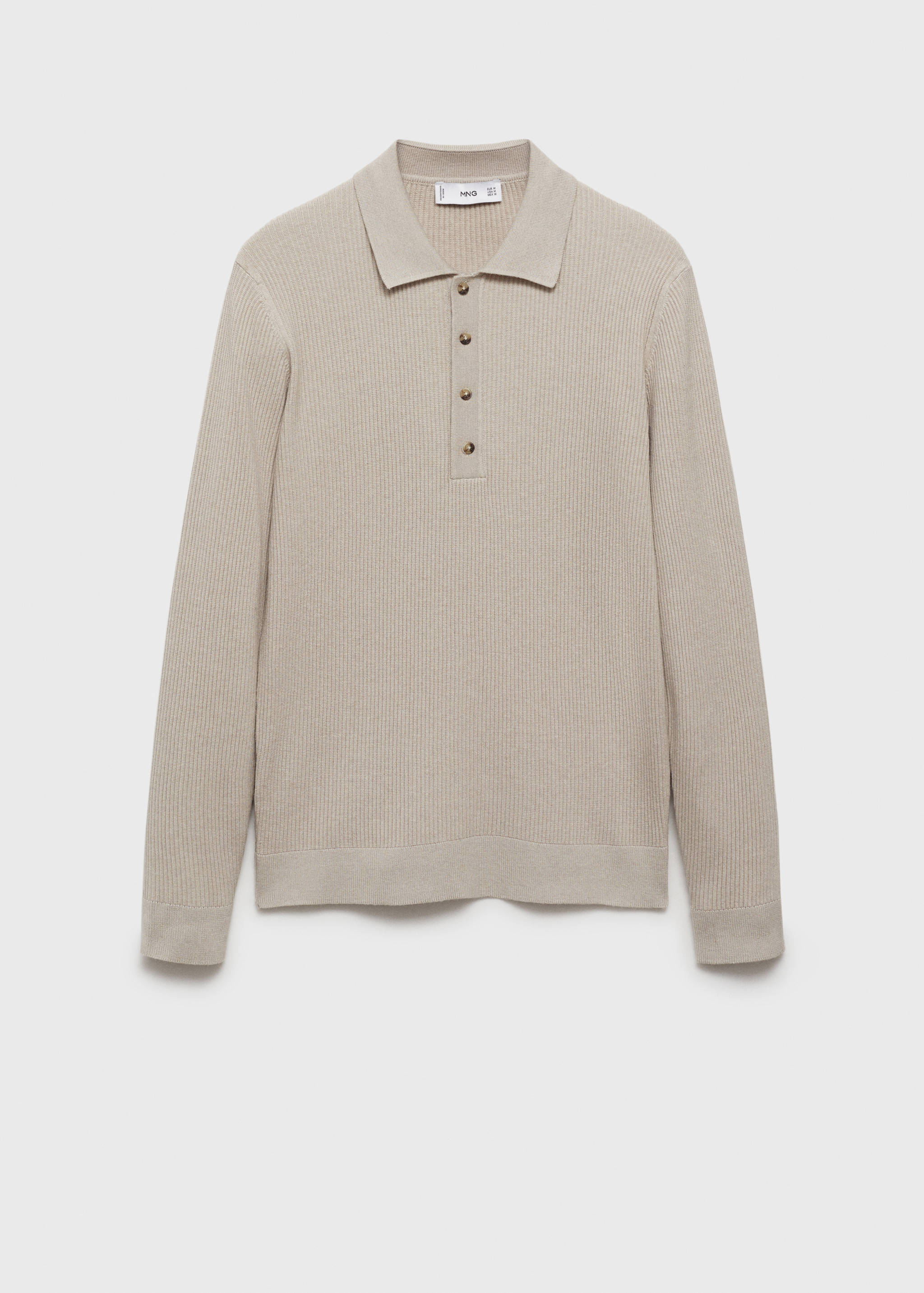 Cotton-blend ribbed polo sweater - Article without model