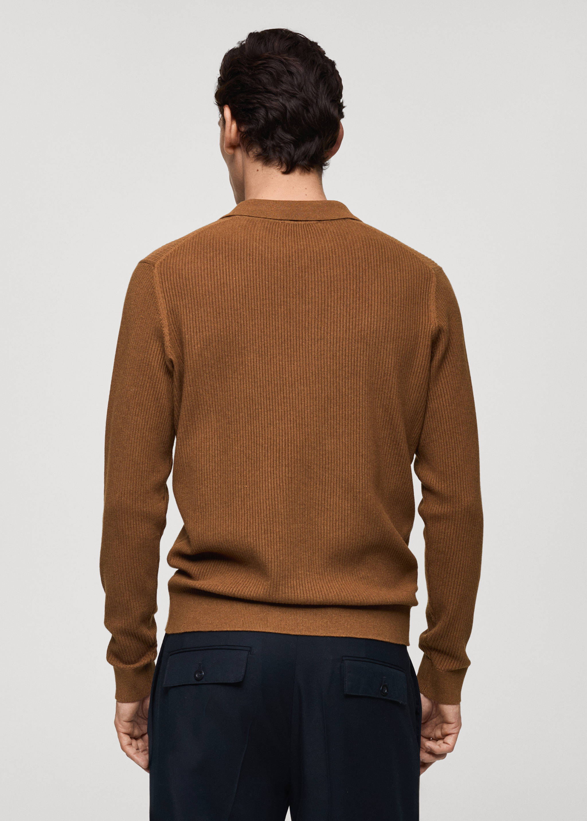 Cotton-blend ribbed polo sweater - Reverse of the article