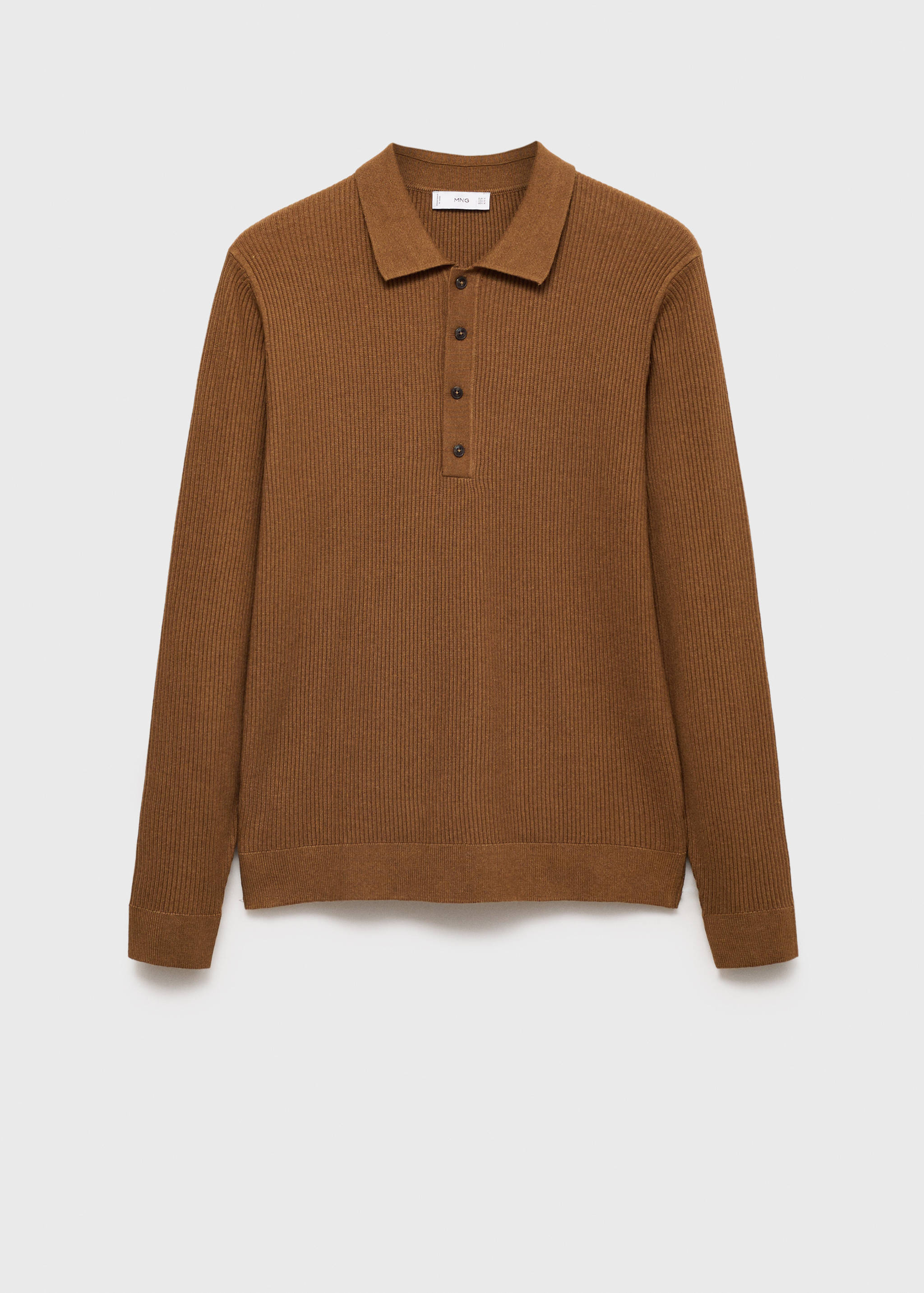 Cotton-blend ribbed polo sweater - Article without model