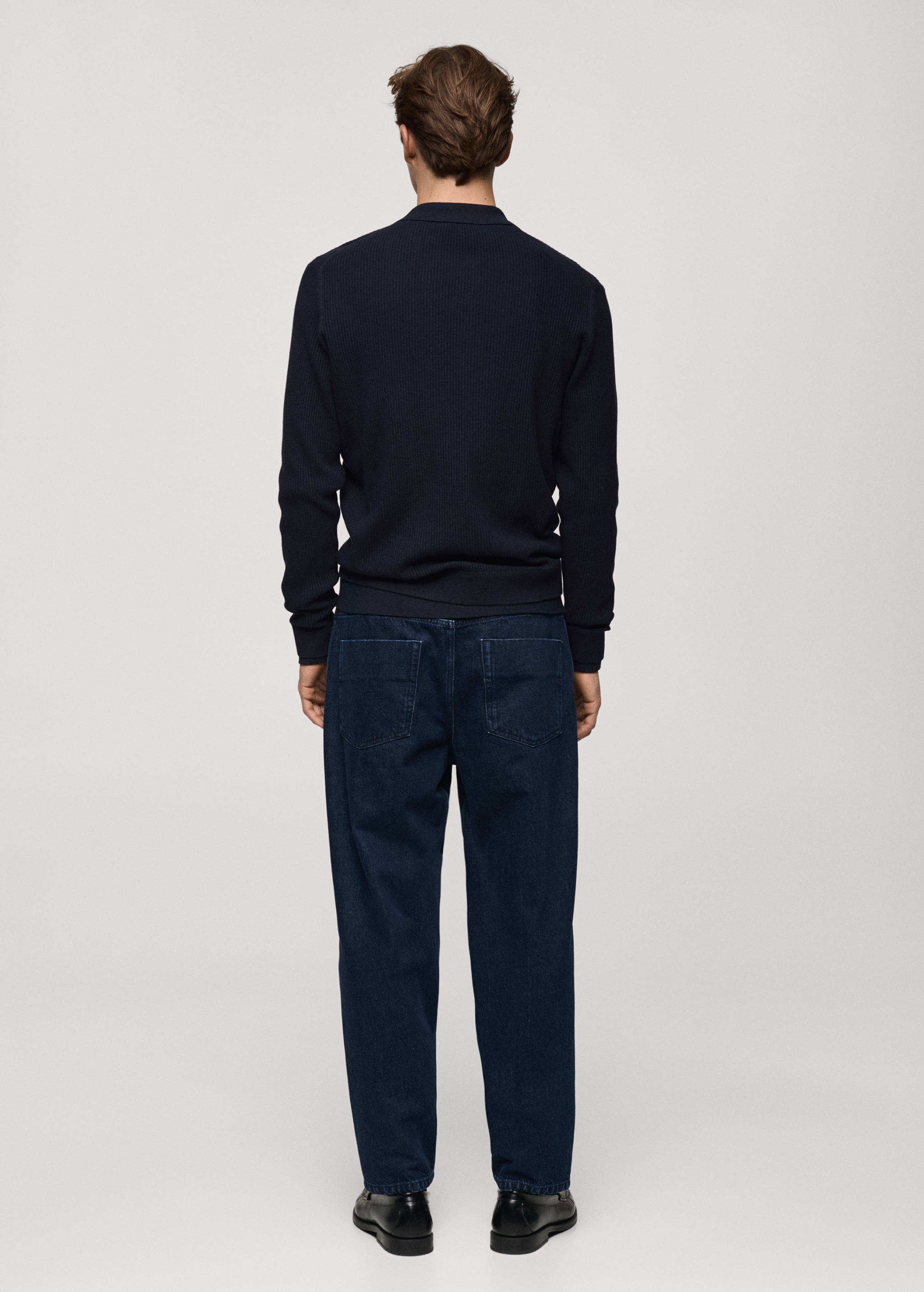 Cotton-blend ribbed polo sweater - Reverse of the article