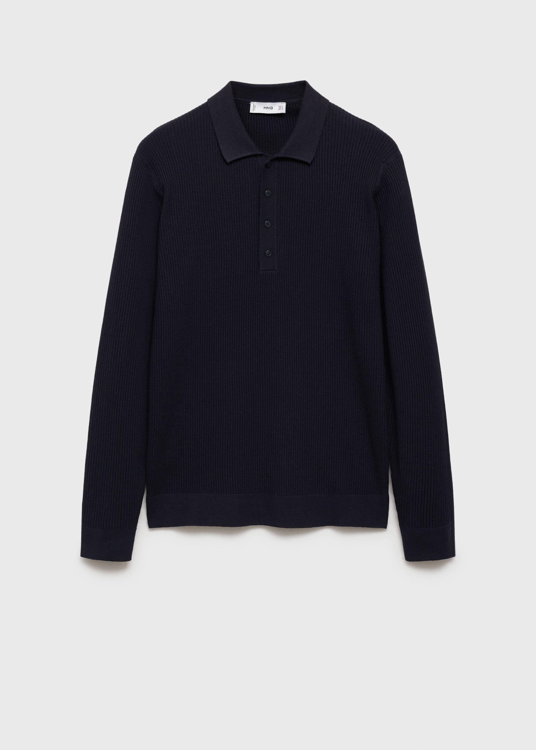 Cotton-blend ribbed polo sweater - Article without model