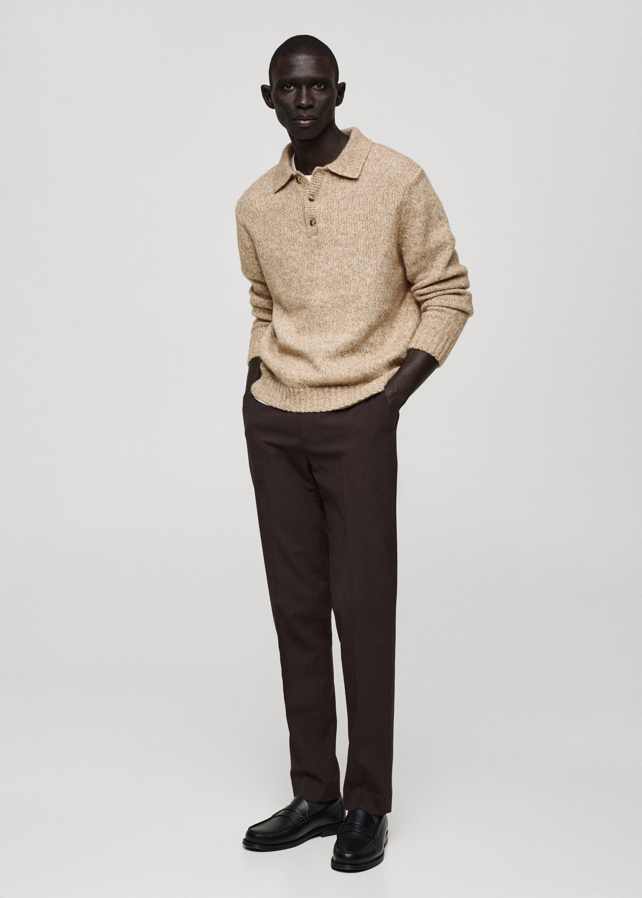 Jersey polo punto mezcla lana - Plano general
