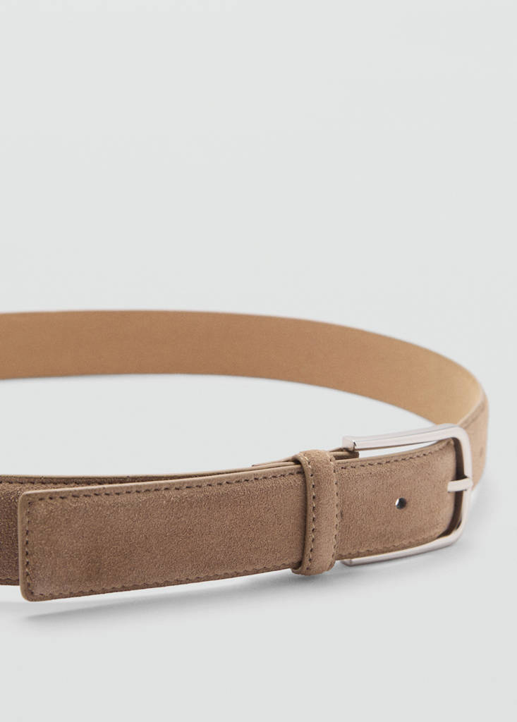 Suede leather belt — Beige