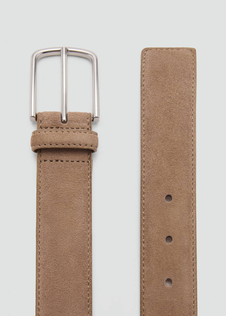 Suede leather belt — Beige