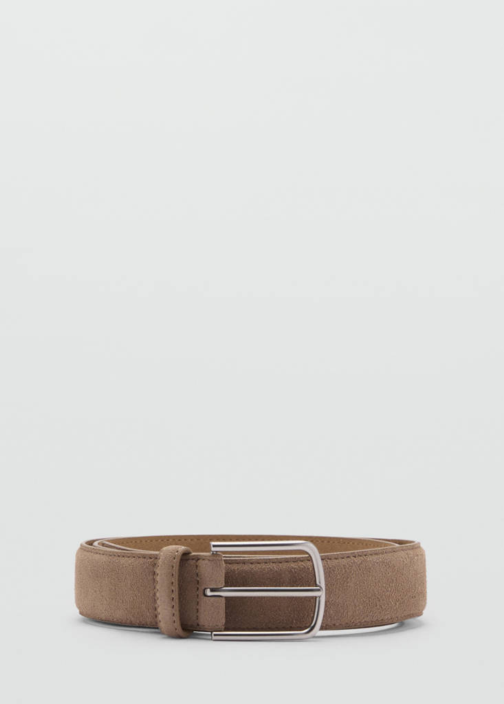 Suede leather belt — Beige