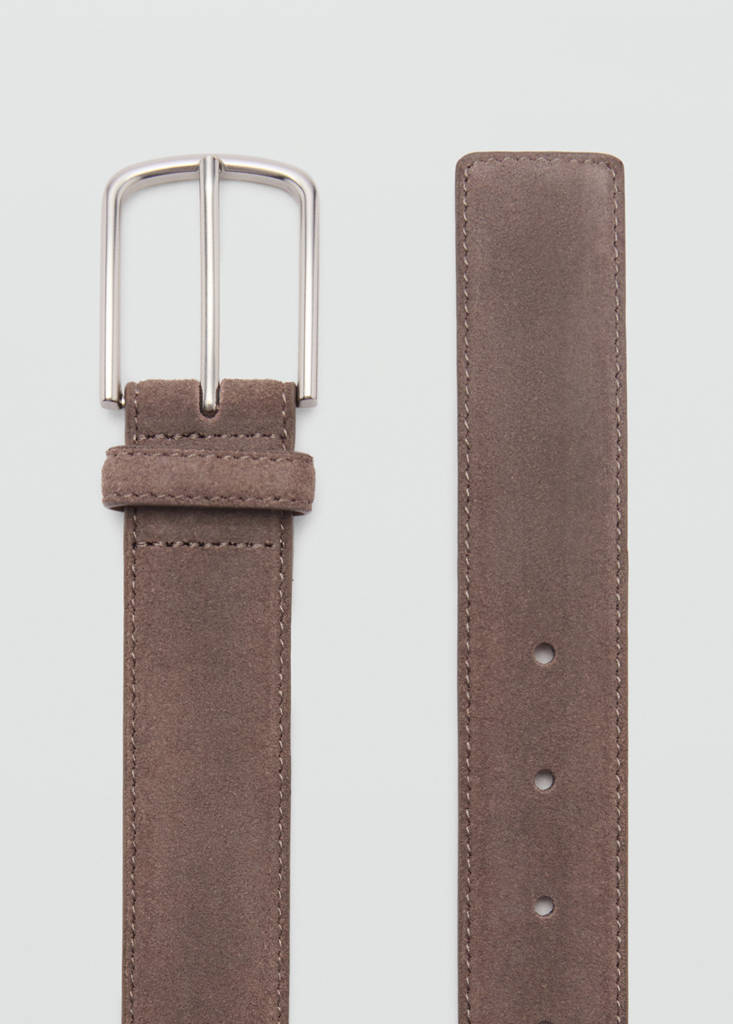 Suede leather belt — Medium Brown