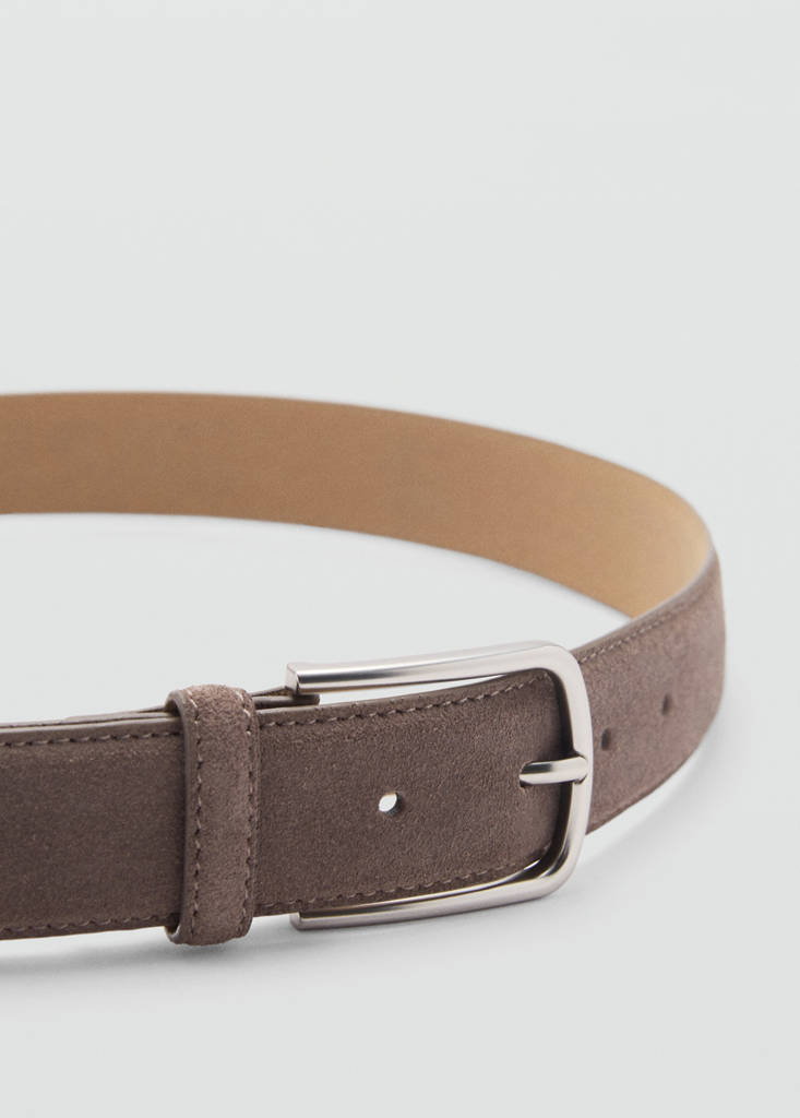 Suede leather belt — Medium Brown