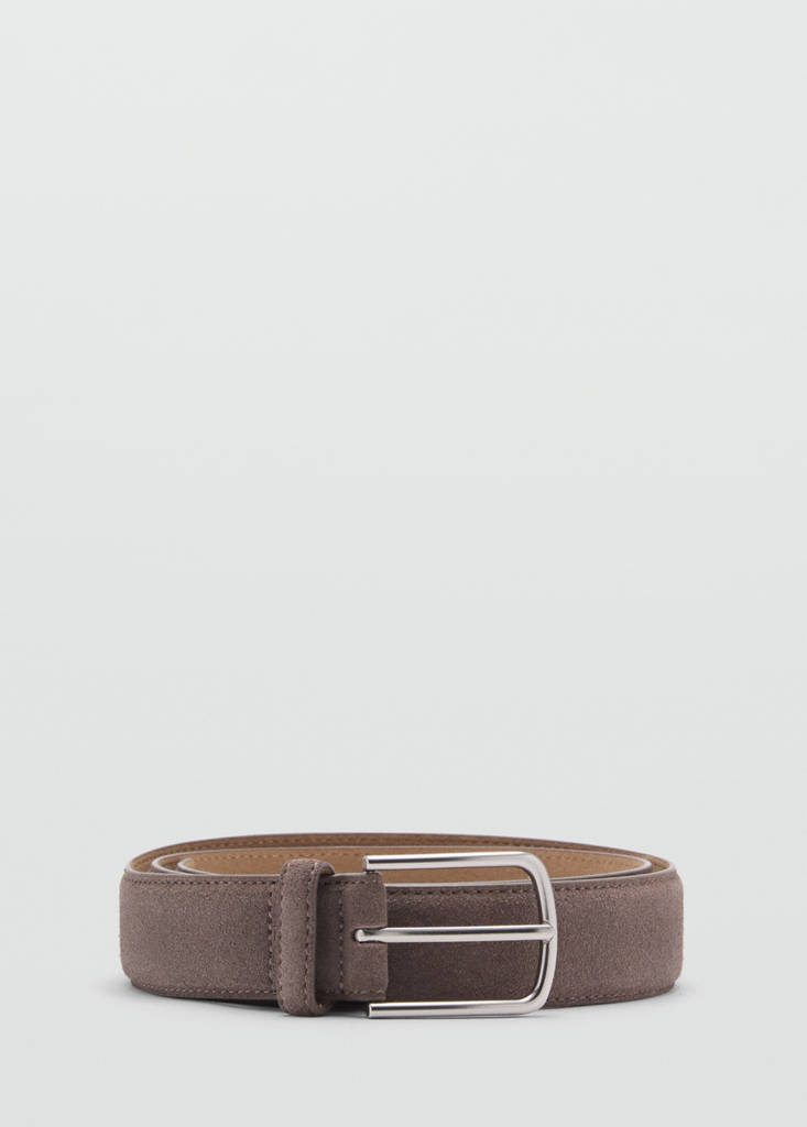 Suede leather belt — Medium Brown