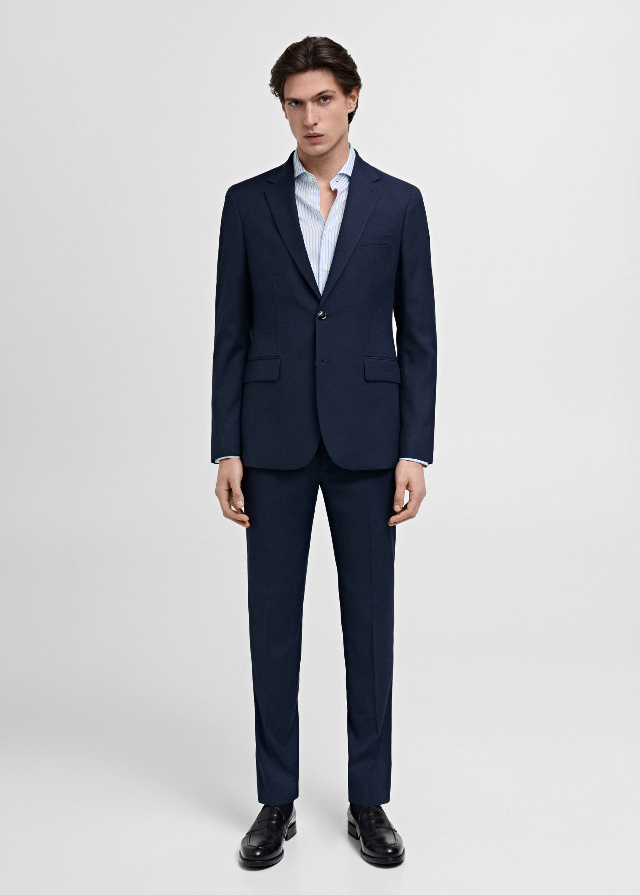 Slim fit cotton striped suit shirt - General plane