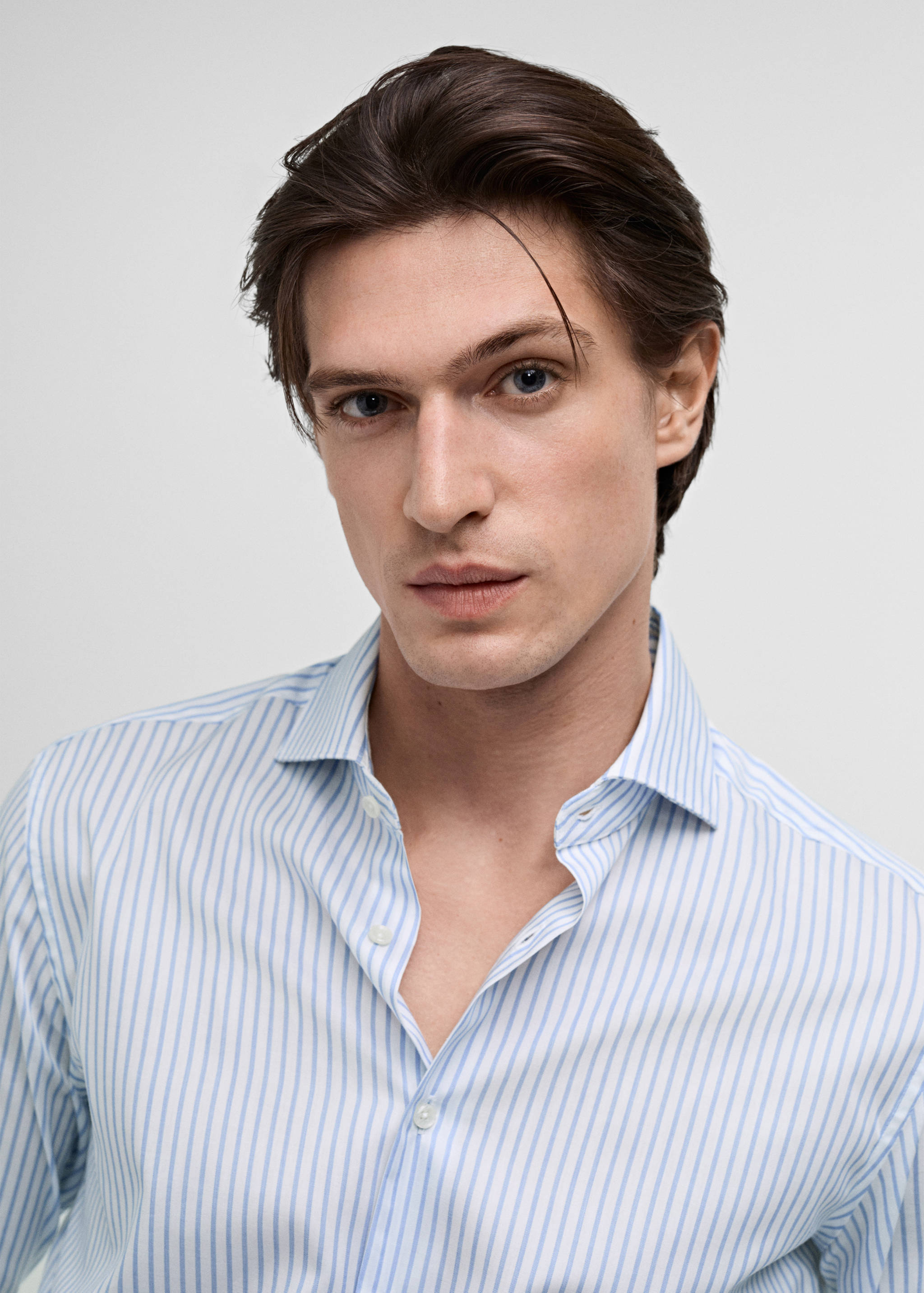 Slim fit cotton striped suit shirt - Details of the article 1